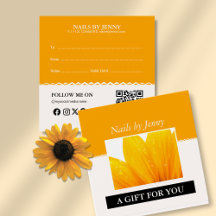 Modern Elegant Orange White Blommigt Nail Salon Gi
