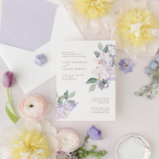 Modern Elegant Orchids & Greenery Rehearsal Middag Inbjudningar (Skapare uppladdad)