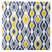 Modern, elegant, ornament, marinblå, gult vit