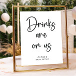 Modern elegant | Party Pub-tecken Poster<br><div class="desc">Minimalistisk Elegant Papper Plate,  Modern Black & White Färg-kontrast för din möhippa.</div>