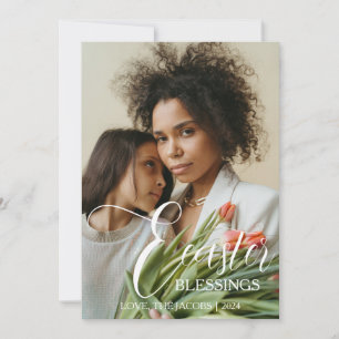 Modern Elegant Påsk Blessens Script 3-foto Julkort