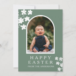Modern Elegant Påsk Familjefoto Blommig & Valvbåge Julkort