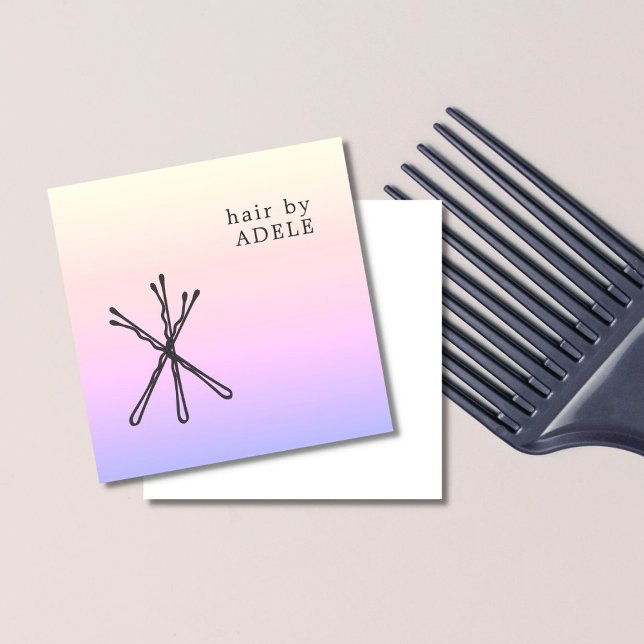 Modern Elegant Pastel Black Hair Stift Hair Stylis Fyrkantigt Visitkort (Skapare uppladdad)