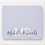 Modern elegant-pastel-lila-monogramskript musmatta<br><div class="desc">Modern elegant pastel lila monogram musmatta. Enkel,  ren,  monogrammad personlig-bordsmusmatta med initialer och namn. Teckensnitt och färg är fullt anpassade.</div>