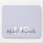 Modern elegant-pastel-lila-monogramskript musmatta<br><div class="desc">Modern elegant pastel lila monogram musmatta. Enkel,  ren,  monogrammad personlig-bordsmusmatta med initialer och namn. Teckensnitt och färg är fullt anpassade.</div>