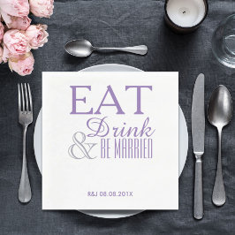 Modern elegant pastel lilalax lila bröllopsförmån pappersservett