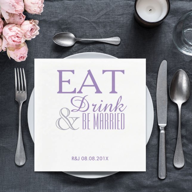 Modern elegant pastel lilalax lila bröllopsförmån pappersservett (modern elegant pastel lilac purple wedding favor paper napkins)