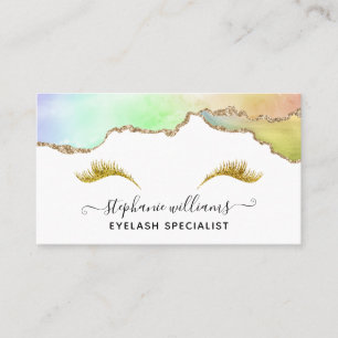 Modern Elegant Pastel Rainbow Guld agate-streck Visitkort