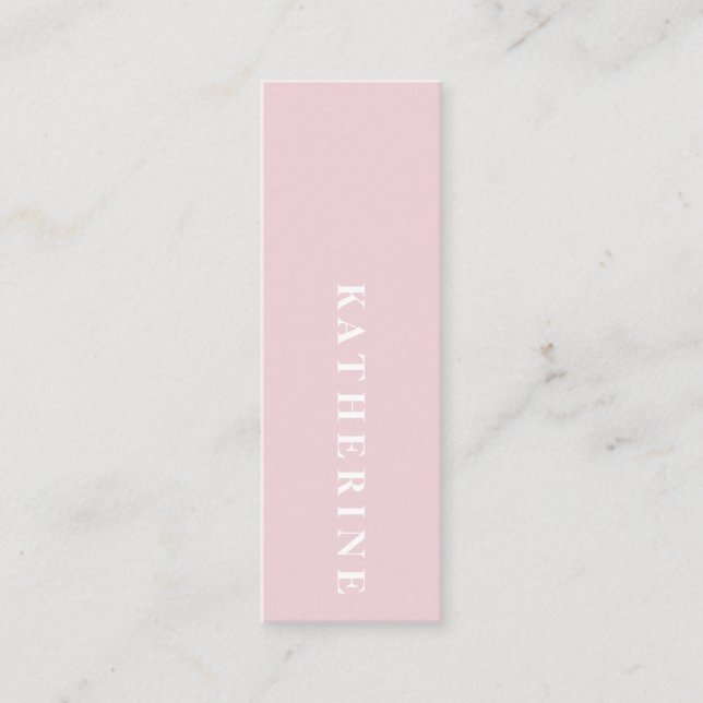 Modern elegant pastel rosa minimalist fotoskrivare mini visitkort (Framsida)
