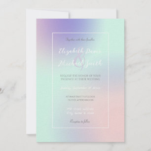 Modern Elegant Pastel Rosa Mint Lila-övertoning Inbjudningar