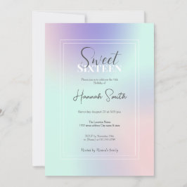 Modern Elegant Pastel Rosa Mint Lila-övertoning Inbjudningar