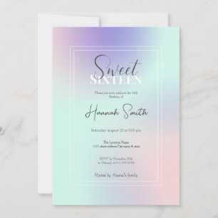 Modern Elegant Pastel Rosa Mint Lila-övertoning Inbjudningar
