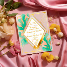 Modern Elegant Pastel Rosa och Blue Bröllop