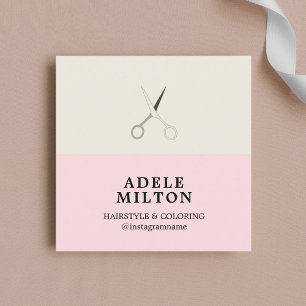 Modern Elegant Pastel Scissors Hair Stylist Fyrkantigt Visitkort