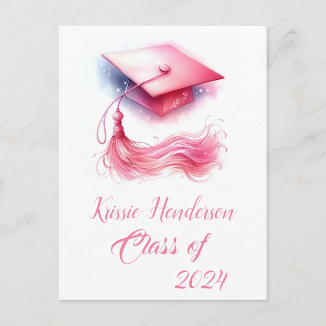 Modern Elegant Pastel-Studentmössa Vykort (Framsida)