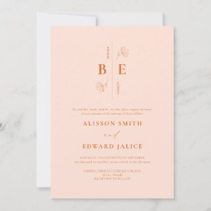 Modern Elegant Peach Fuzz bröllopsinbjudan Inbjudningar