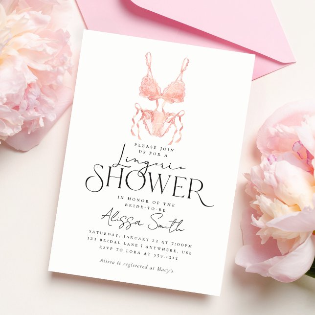 Modern Elegant Peach Lingerie-Möhippa Inbjudningar (Skapare uppladdad)