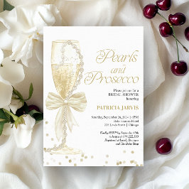 Modern Elegant Pearls och Prosecco Möhippa Inbjudningar