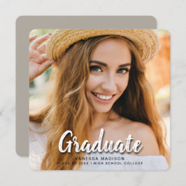 Modern Elegant-penselskript | Trendig Photo Grad Meddelande