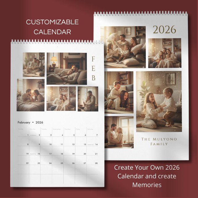 Modern & Elegant Personalized 2026 Calendar Kalender (Skapare uppladdad)