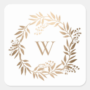 Modern Elegant Personlig Förgylld Monogram Bröllop Fyrkantigt Klistermärke