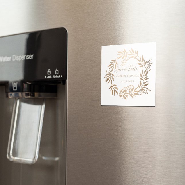 Modern Elegant Personlig Förgylld Monogram Magnet (Skapare uppladdad)