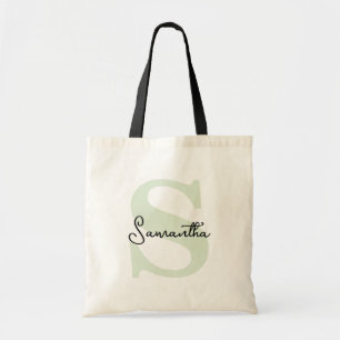 Modern Elegant Personlig Grön Monogram Initial Tygkasse