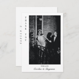 Modern Elegant Personlig Message Photo Bröllop Tack Kort