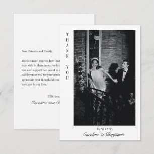 Modern Elegant Personlig Message Photo Bröllop Tack Kort