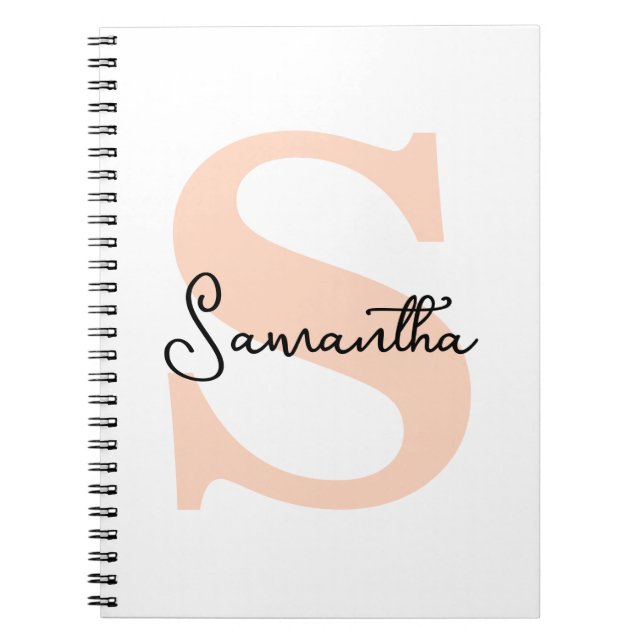 Modern Elegant Personlig Rosa Monogram - första  Anteckningsbok (Framsidan)