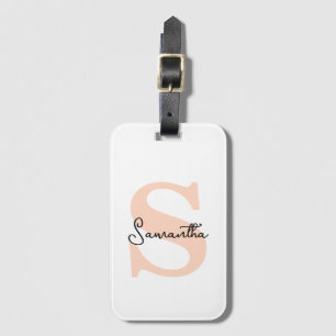 Modern Elegant Personlig Rosa Monogram - första Bagagebricka