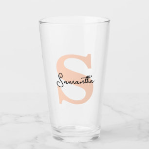 Modern Elegant Personlig Rosa Monogram - första Glaskopp