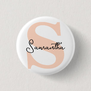 Modern Elegant Personlig Rosa Monogram - första Knapp