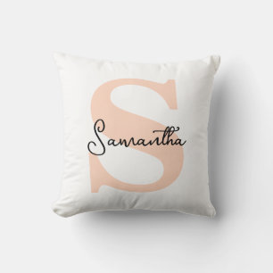 Modern Elegant Personlig Rosa Monogram - första Kudde