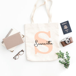 Modern Elegant Personlig Rosa Monogram - första Tygkasse