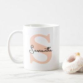 Modern Elegant Personlig Rosa Monogram Initial Kaffemugg