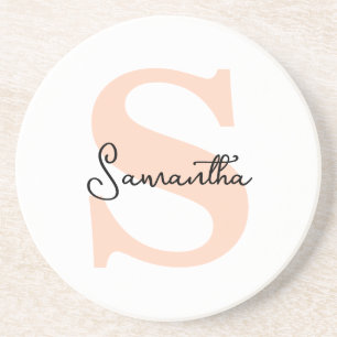 Modern Elegant Personlig Rosa Monogram Initial Underlägg