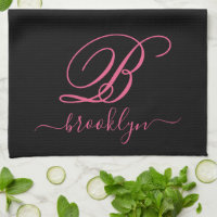 Modern Elegant Personlig Rosa Namn Monogrammed 