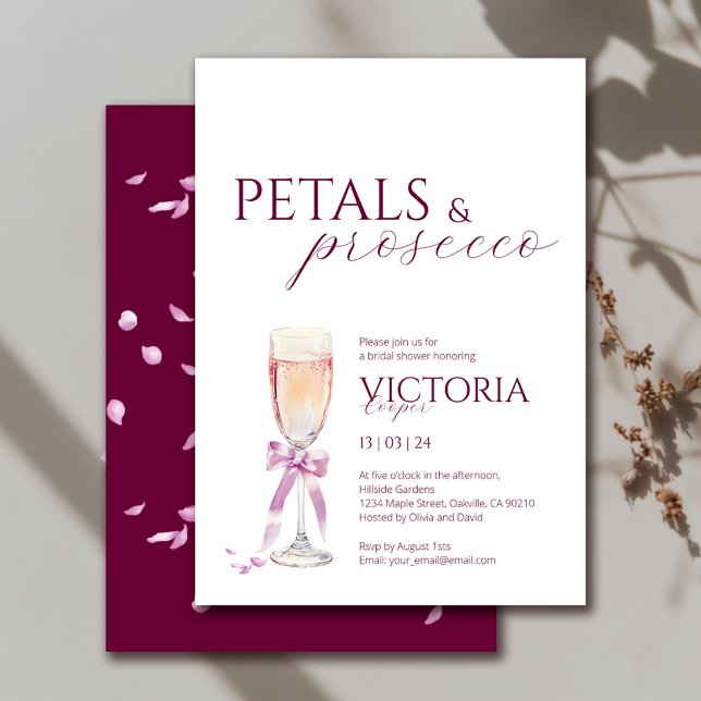 Modern Elegant Petals och Prosecco Möhippa Inbjudningar (Skapare uppladdad)