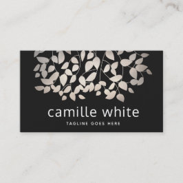 Modern Elegant Pewter Silver Löv Black Visitkort