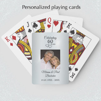 Modern Elegant Photo 60th Anniversary Party Favor Casinokort