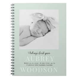 Modern Elegant Photo Baby första året Journal Anteckningsbok
