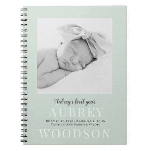 Modern Elegant Photo Baby första året Journal Anteckningsbok