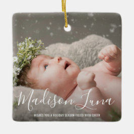 Modern Elegant Photo Babys Första jul Julgransprydnad Keramik