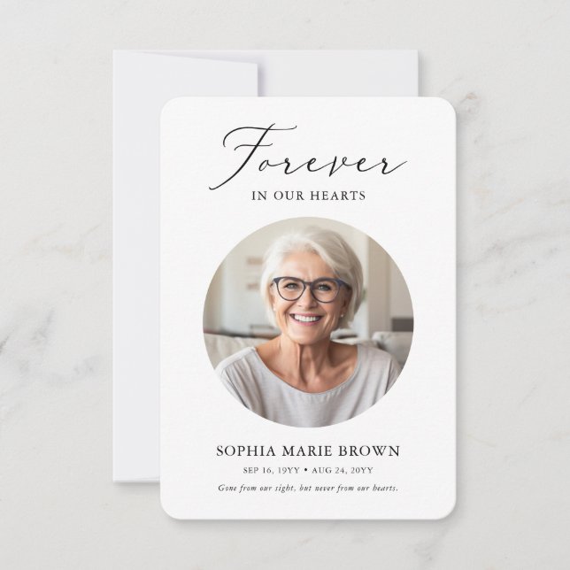 Modern Elegant Photo Bereavement Sympathy Funeral Tack Kort (Framsida)