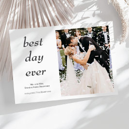 Modern Elegant Photo Best Day nånsin Bröllop Tack Kort