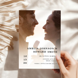 Modern Elegant Photo Bröllop Classy Spara datum Inbjudningar