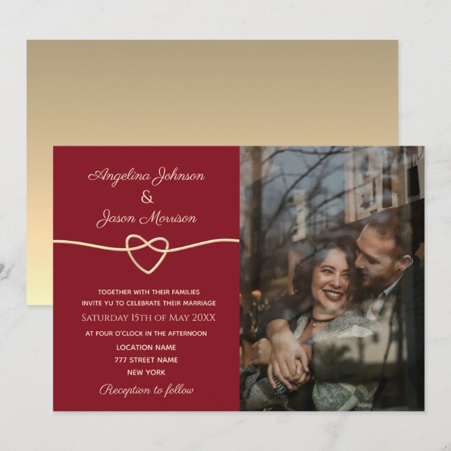 Modern Elegant Photo Bröllop Inbjudningar (Fram/baksida)