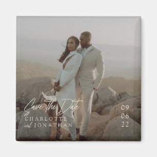 Modern Elegant Photo Bröllop spara datum Magnet