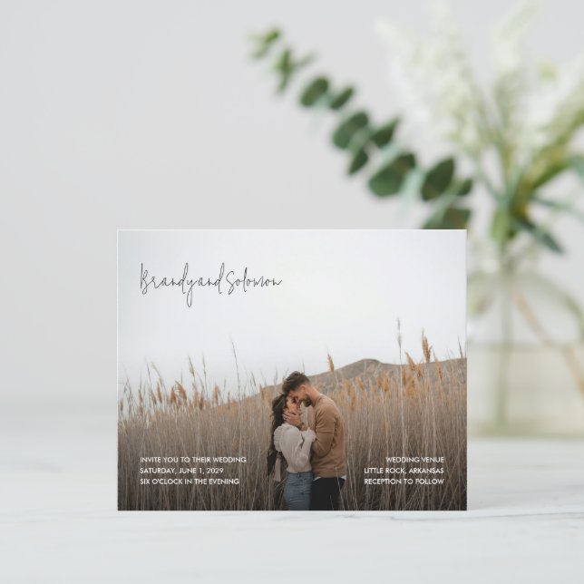 Modern Elegant Photo Budget Wedding Invitation (Stående Fram)